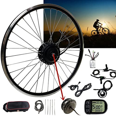 Niczu Kit de Conversión de Bicicleta Eléctrica, 20 24 26 27,5 28 29 Pulgadas 700C Rueda Delantera, 48V 250W 500W Motor Cubo Transmisión Delantera, con