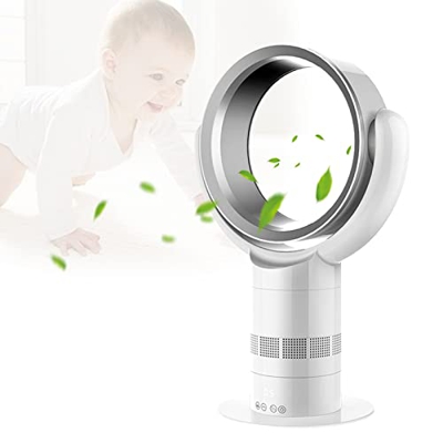 ZQWOZQ Sin Aspas Ventiladores De Pedestal, Inteligente 9h Temporizador Oscilación Ventiladores De Torre, 10 Velocidades Silencioso Turbina Aire Circul