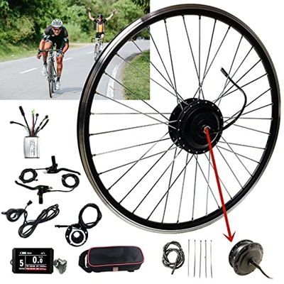 Niczu Kit de Conversión de Bicicleta Eléctrica de 48V 250W 500W, 20 24 26 27,5 28 29 Pulgadas 700C Rueda Delantera Eléctrica, Kit Conversión Motor Bic