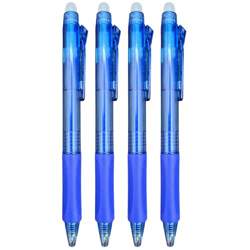 Bolígrafo Borrable Retráctil, Tinta De Gel, Color Azul, Punta de 1 mm y trazo de 0,7 mm. (4 Bolígrafos + Recambios) características