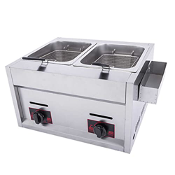 Freidora - Freidora 10+10 litros Profesional - Temperatura de la Freidora de Acero Inoxidable Ajustable con Canasta de Aceite Extrable para Restaurant en oferta