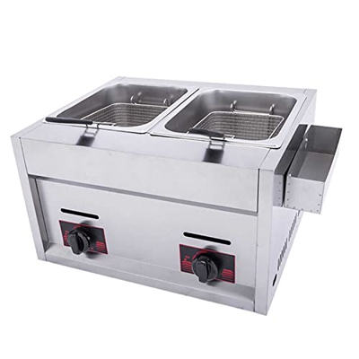 Freidora - Freidora 10+10 litros Profesional - Temperatura de la Freidora de Acero Inoxidable Ajustable con Canasta de Aceite Extrable para Restaurant