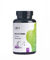 Life 2 - Melatonina con VALERIANA y Vitamina B6. 60 cápsulas. Suplemento para 2 meses. Complemento para dormir bien y evitar el insomnio en oferta