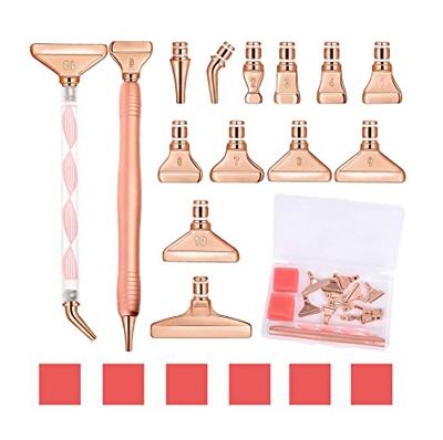 Souarts Kit de accesorios de pintura de diamantes con bolígrafo de repuesto múltiple con cabezales de bolígrafo de diamante con estuche para pintura d