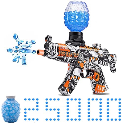 Pistola de bola de gel con 25000 gellets, modelo MP-5 para actividades al aire libre en el patio, juego Sh00ting diversión familiar (naranja)