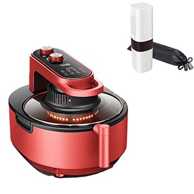 Freidora de aire de 6 L, 360 ° visible de calentamiento rápido sin aceite freidora eléctrica con temporizador y control de temperatura ajustable para 