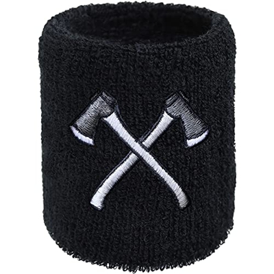 EXPRESS-STICKEREI Pulsera de leñador con hacha cruzada para trabajadores de la madera, trabajadores forestales, estilo vikingo, para el sudor, de algo