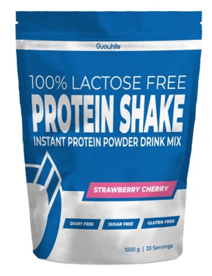 Ovowhite Proteina Instant clara huevo en polvo Eggs 100% natural Shake 1Kg FRESA Y CEREZA vegetarianos SIN LACTOSA en bolsa