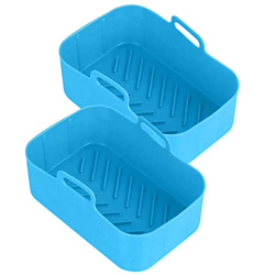 Dzhzuj 2Pcs Air Fryer Silicone Pot,Reusable Heat Resistant Easy Cleaning Air Fryer Silicone Basket with Handles(Blue) características