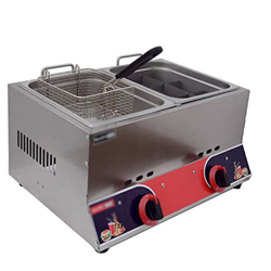 Freidora Comercial - Freidora de Grasa de Gas de Acero Inoxidable Tanque Doble - Cesta de Tanque de Acero Inoxidable para encimera Restaurante en casa precio