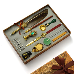 RoseFlower Conjunto de pluma de pluma, Juego de Tinta y Pluma Estilográfica de Caligrafía Vintage, Juego de Caligrafía con 5 Puntas Reemplazables, Reg precio