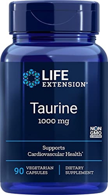Life Extension, Taurine, 1000mg, Dosis Alta, 90 Cápsulas veganas, Probadas en Laboratorio, Sin Gluten, Vegetarianas, Sin Soja, Sin OGM