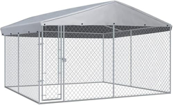 KOIECETA Caseta para perros de exterior con toldo, 382 x 382 x 225 cm características