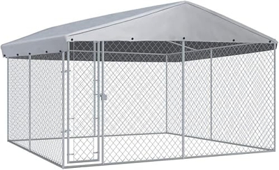 KOIECETA Caseta para perros de exterior con toldo, 382 x 382 x 225 cm