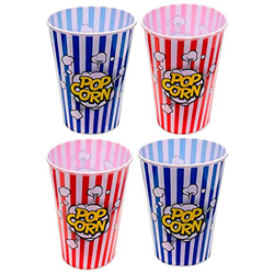 AC – Pack de 4 Cubo de palomitas de plástico a rayas, recipiente reutilizable para cine en casa, fiestas, celebraciones. (Color Surtido, 18 x 12 cm) en oferta