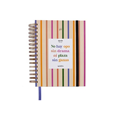 Agenda Escolar Opoagenda Semana Vista: empieza en septiembre de 2022 y acaba en agosto de 2023, Tapa dura, Incluye 126 stickers, Goma elástica y Cinta