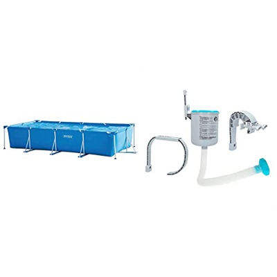 Intex 28273NP Small Frame Piscina Desmontable Tubular, 450 x 220 x 84 cm, 7.127 litros, Multicolor + Skimmer Deluxe Filtro 3.028 l/h Easy Set-Metal Fr
