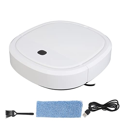 Tnfeeon Robot Aspirador, 1200Pa Súper Fuerte Succión Bastante Carga USB Aspirador Robótico con 442ML Gran Cubo de Basura Bueno para Pelo de Mascotas P
