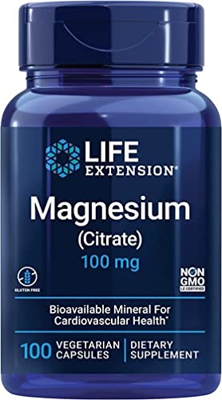Life Extension, Magnesium Citrate, 100mg, 100 Cápsulas veganas, Probado en Laboratorio, Sin Gluten, Vegetariano, Sin Soja, No GMO