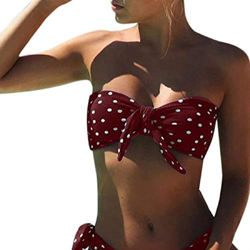 Voqeen Bikini Mujer Bikini con Estampado de Lunares Push-Up Traje de baño con Acolchado Traje de baño precio