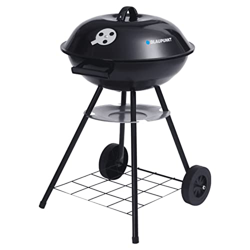 Blaupunkt GC401 - Barbacoa de carbón vegetal con ruedas, redonda, con estante inferior, 41 cm de diámetro, termómetro en la tapa características