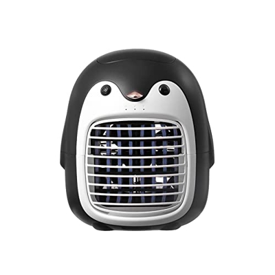 YMXDHZ Lindo ventilador de enfriamiento de aire de pingüino USB CARGABLE DE CASA DE CASA MINI AIRECTIONIZADOR Mistir Ventilador Humidificador 3 Gear (