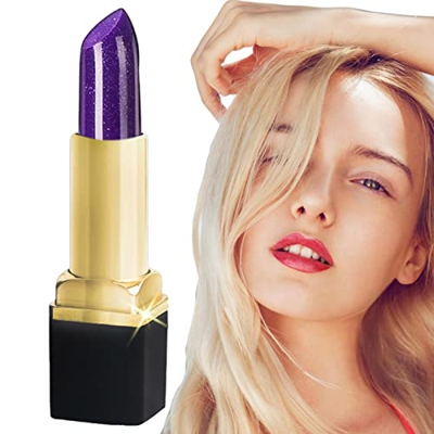 puzzlegame Pintalabios Púrpura Mágico - Lápiz Labial Que Cambia de Color de Larga duración de aplicación rápida,Labios nutritivos hidratantes, bálsamo