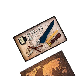YQBUER Pen Feather Beginners Feather Pen Set escribiendo Pluma Pen Pen Pen for Amigos for Principiantes Niños (Color : Tibetan Blue) en oferta