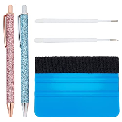 GORGECRAFT 2PCS Precision Pin Pen Set Craft Vinyl Weeding Tools Kit de Instalación Retráctil Air Pin Pen Wrap con 2 recargas para Eliminar Burbujas En