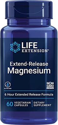 Life Extension, Extend-release Magnesium, 250mg, 60 Cápsulas veganas, Probado en Laboratorio, Sin Gluten, Vegetariano, Sin Soja, No GMO