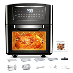 Freidora profunda Freidora de aire Horno de freidora de aire 1 2L/12.7QT Toster de convección Deshidrator de alimentos 18 Funciones con 10 accesorios  en oferta