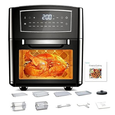 Freidora profunda Freidora de aire Horno de freidora de aire 1 2L/12.7QT Toster de convección Deshidrator de alimentos 18 Funciones con 10 accesorios 