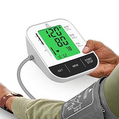 Comfier Tensiómetro de Brazo Digital,Monitor de Presión Arterial & Frecuencia Cardíaca en el Hogar,Medidor BP Automático y Preciso con Pantalla LCD Gr