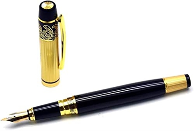 YQBUER Fountain Pen de Escritura Pen for Negocios Metal Pen de Metal Regalos Negocios for Hombres Mujeres (Color : Black, Size : 14.3X1.3cm)