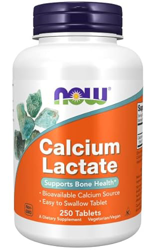 Now Foods, Calcium Lactate (Lactato de Calcio), Alta Dosis, 250 Tabletas veganas, Probado en Laboratorio, Sin Gluten, Vegetariano, Sin Soja, No GMO en oferta