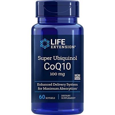 Life Extension, Super Ubiquinol, 100mg, Kaneka-Q10, 60 Cápsulas blandas, Probadas en Laboratorio, Sin Gluten, Sin Soja, No GMO