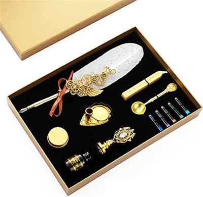 YQBUER Pen Pluma Pluma Pluma for Escribir Ejecutivo Vintage for Amigos Principiantes niños (Color : White)