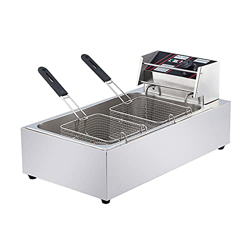 Freidora de Grasa Profunda de Acero Inoxidable Freidora Comercial eléctrica con Temporizador y Control de Temperatura Cesta Desmontable Doble precio