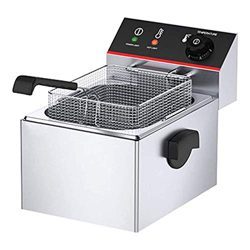Freidoras, Freidora eléctrica de grasa profunda Encimera 6L 2500W Freidora eléctrica comercial de acero inoxidable de un solo cilindro, con cesta extr en oferta