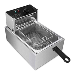 Freidoras, Freidora eléctrica de un Solo Tanque, Cilindro de Aceite Espesado 60-200 ℃ Temperatura Ajustable 2500W, Acero Inoxidable para Uso doméstico características