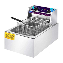 Freidoras, Profesión Deep Fat Feyers 2500W 10L Cilindro único Acero inoxidable Freidora eléctrica Fácil de limpiar Temperatura ajustable, para freír c características