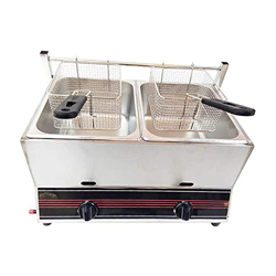 Freidora de Grasa BasketLPG Fryer 12L Freidora Comercial de Grasa Profunda Freidora de Doble Tanque de Acero Inoxidable con Cesta TEM de Gran Capacida en oferta