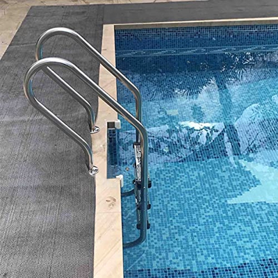 Sturdy Pool Safety Handrails Pool Handrails Inground Pool Ladder, Stainless Steel Swimming Pool Dock with 3 Non-Slip Steps and Handrail, 160kg Weight 