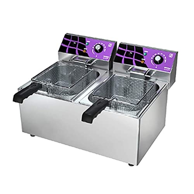 Freidora de Grasa, freidora eléctrica con Ventana de visualización, Cilindro Simple/Doble, Control de Temperatura, Antideslizante, fácil de Limpiar P