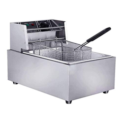 Freidoras, freidora de acero inoxidable de 6 litros y 2500 W, freidora eléctrica comercial de grasa profunda, freidora de aceite para encimera con tem precio