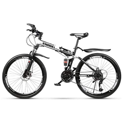 Bicicletas de montaña de 26 Pulgadas, Bicicleta de montaña de Acero al Carbono, Bicicleta de 21-30 velocidades, suspensión Completa, Rueda de radios M en oferta