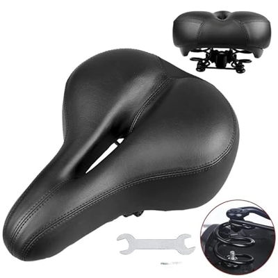 Sillín de bicicleta suave espesar ancho de montaña bicicleta de carretera sillín de ciclismo almohadilla de asiento + luz trasera de ciclismo accesori