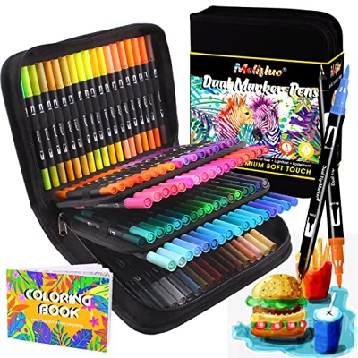 Melifluo 105 Rotuladores Lettering Punta Pincel Lettering Kit Para Niñas de Doble Punta, de Fieltro Pintura Para Colorear, Bocetos, Resaltado