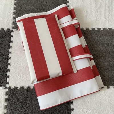 Tela de repuesto para sillón reclinable playa plegable kits Oxford y lona 115x43cm 45x17 pulgadas rojo y blanco