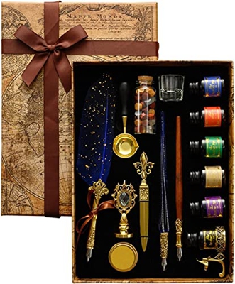 YQBUER Pluma plumina Pluma Vintage Pluma y Tinta Pluma Pluma for Amigos for Amigos niños (Color : Blue)